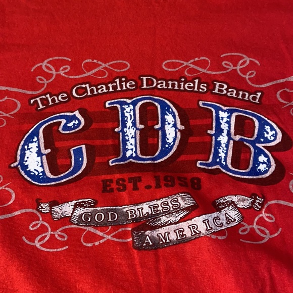 Murina The Charlie Daniels Band Unisex Large Red Short Sleeve Cotton Tee Shirt - Picture 3 of 11